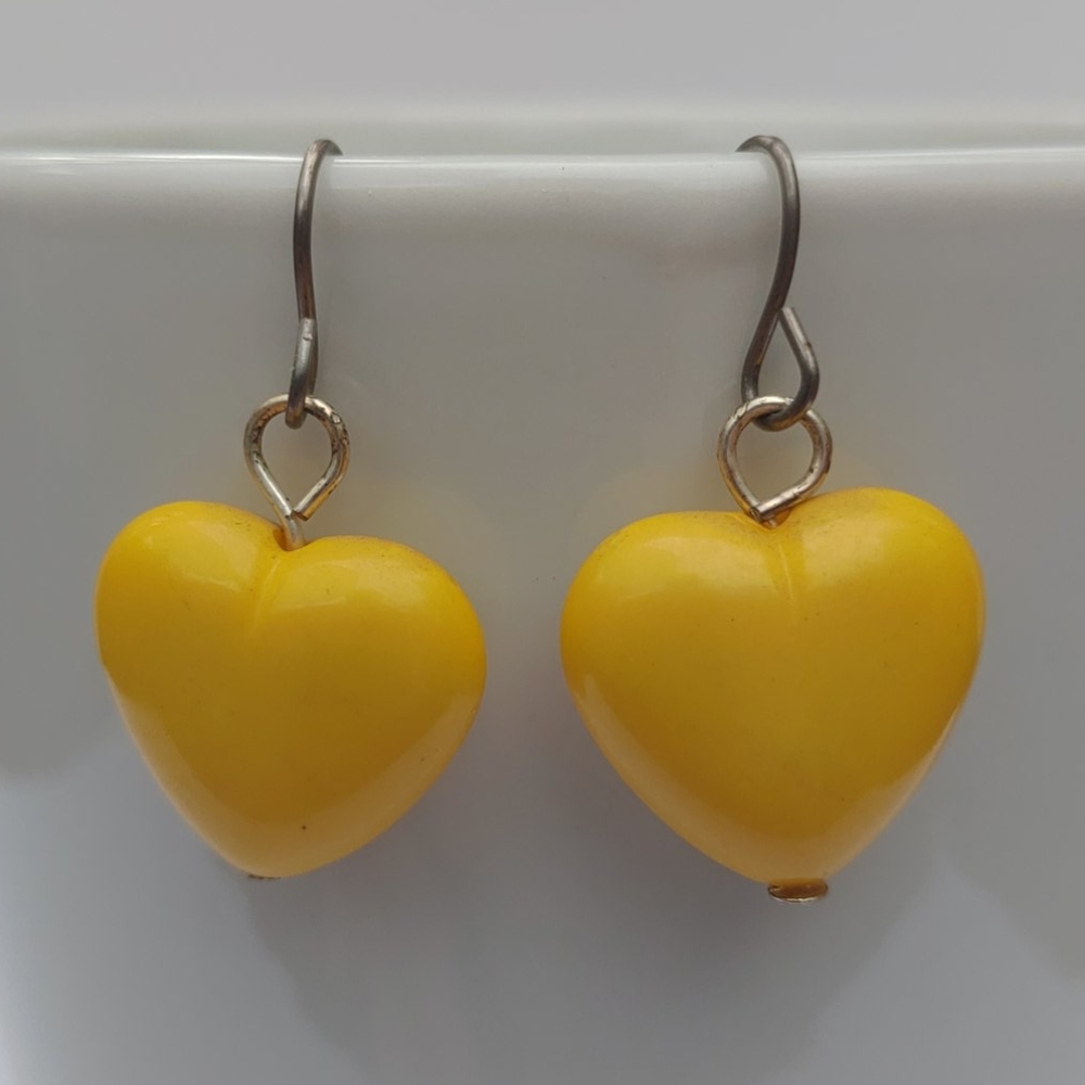 2/$10 or 4/$15 Yellow Heart Earrings Small Dainty